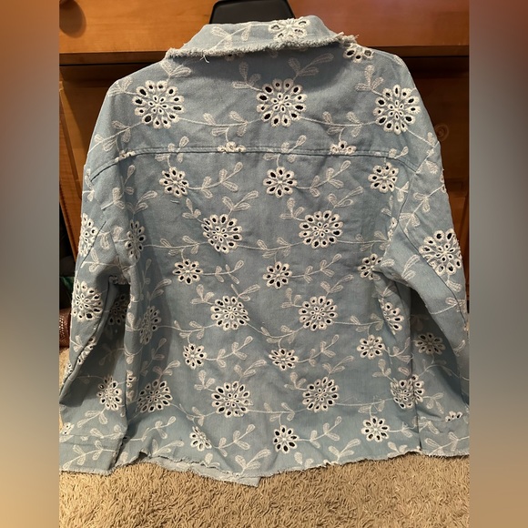 Embroidered Blue Denim Jacket - Picture 3 of 4